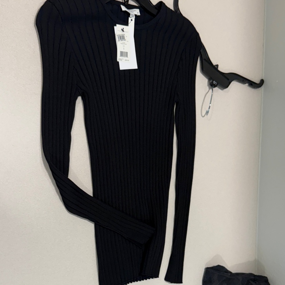 Equipment Black Ribbed Crew Neck Sweater